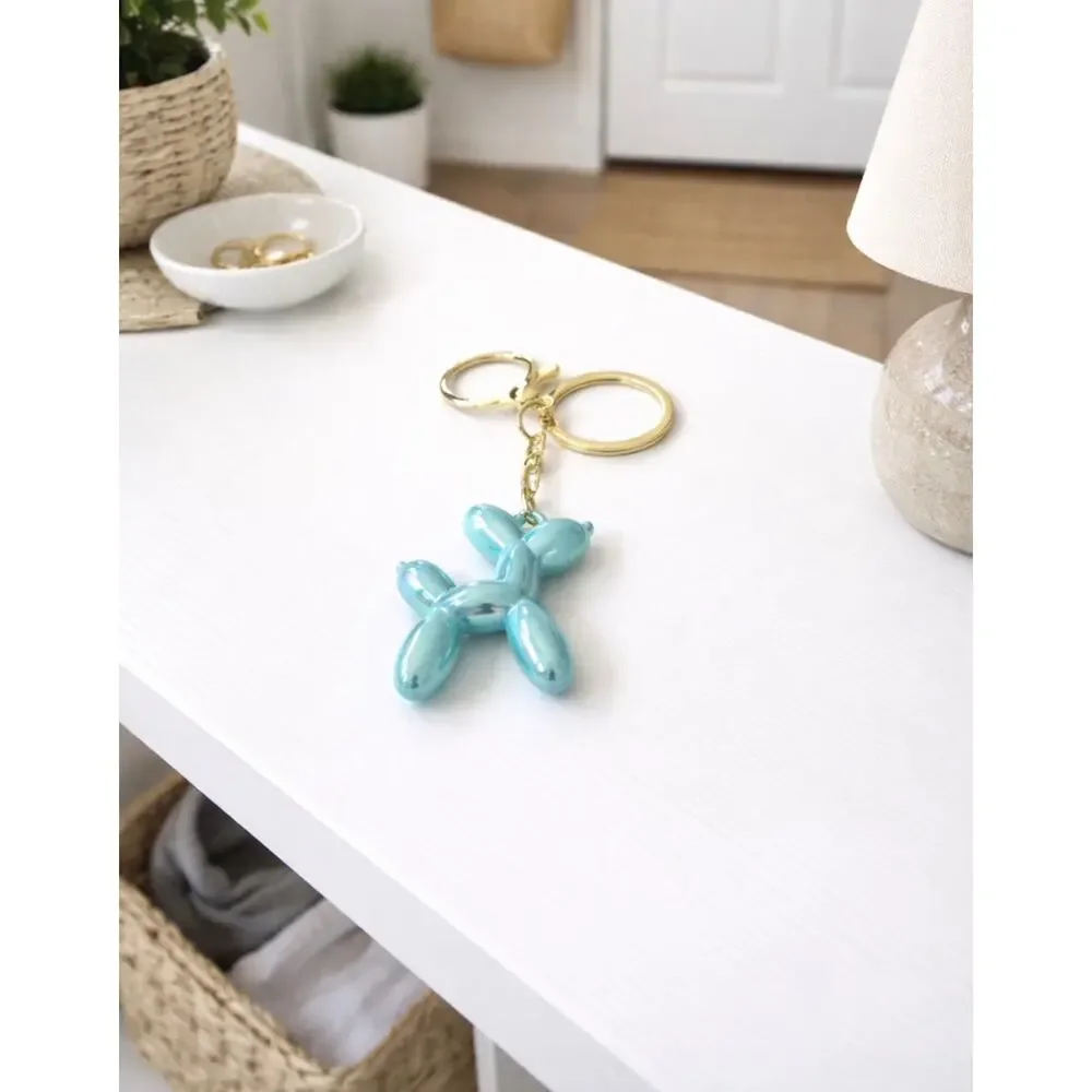 Blue Iridescent Ballon Dog Key Chain New - Picture 2 of 2